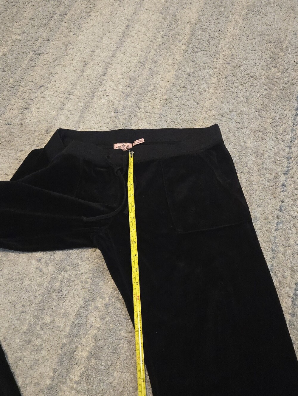 Juicy Couture Velour Track Pants XL Black Flare Wide Leg Snap Pocket Y2K Vintage - Picture 5 of 8